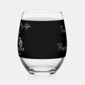 Bruidegom tot bruid Monogram Zwart Zilveren Ringen Wijnglas Zonder Voet (Links)