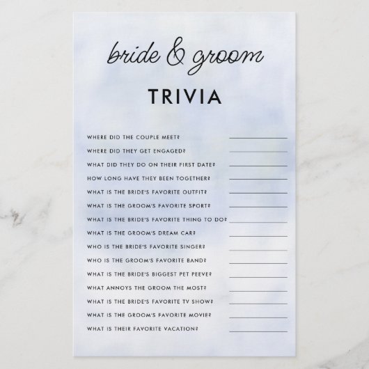 bruidegom Trivia Cloud 9 Vrijgezellenfeest Elegant Flyer (Voorkant)