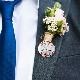 BRUIDEGOM Tropische Bloemen Swirl Chique Bruiloft  Ronde Button 5,7 Cm