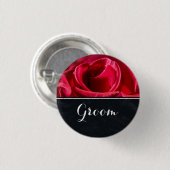 Bruidegom Trouw Rood Rozen Ronde Button 3,2 Cm (Voorkant /achterkant)