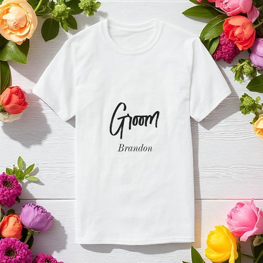Bruidegom Trouw Wit Schrift T-Shirt