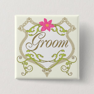 bruidegom trouwbadges vierkante button 5,1 cm