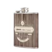  bruidegom trouwdatum ornement houtige kolf heupfles (Links)