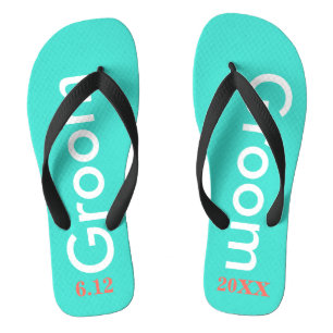bruidegom turquoise teenslippers