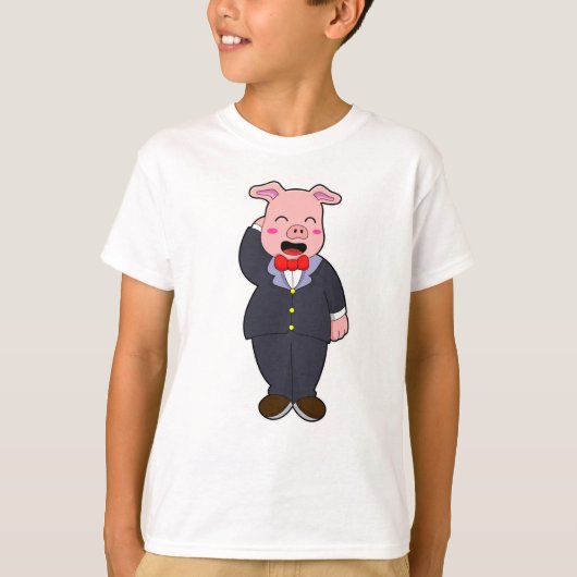 Bruidegom Varken met Pak & Das T-shirt (Voorkant)