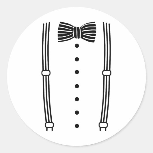 Bruidegom vlinderdas en bretels ronde sticker (Voorkant)