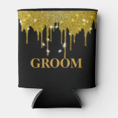 BRUIDEGOM Voor Hem Bruiloft Zwart Goud Dripping Blikjeskoeler (Voorkant)