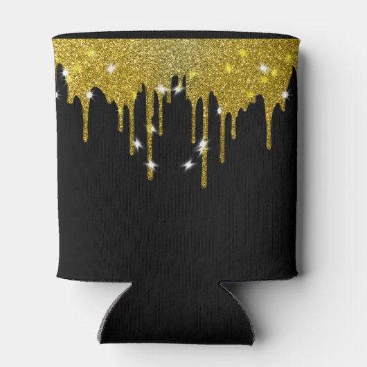 BRUIDEGOM Voor Hem Bruiloft Zwart Goud Dripping Blikjeskoeler (Achterkant)