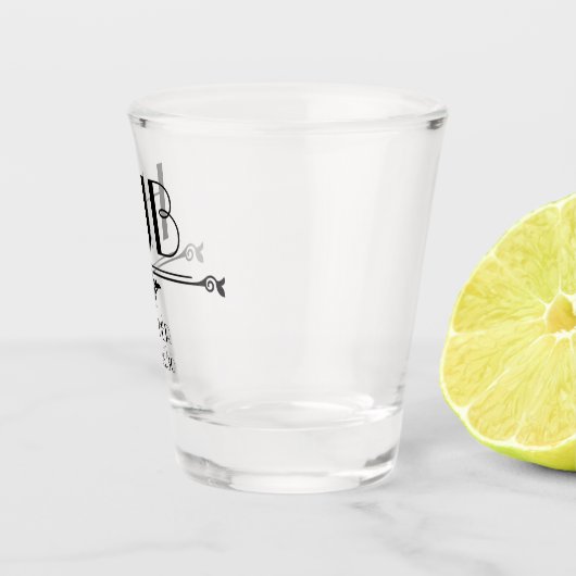 Bruidegom Voorletters Shot Glas (Rechts)