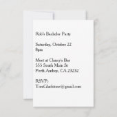 Bruidegom Vrijgezellenfeest Kaart (Achterkant)