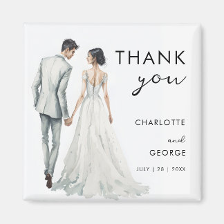 bruidegom Waterverf Illustratie bruiloft gunsten Magneet