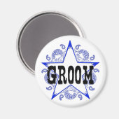 bruidegom Westerne blauwe magneet (Voorkant / Achterkant)