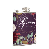 Bruidegom Whiskey Fles Pruim Paarse Rozen Goud Geo Heupfles (Rechts)