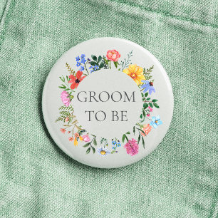 Bruidegom Wildflower Trouwen  Ronde Button 3,2 Cm