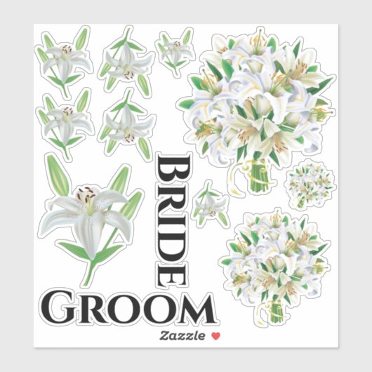 Bruidegom Witte Lelie Stickers (Vel)