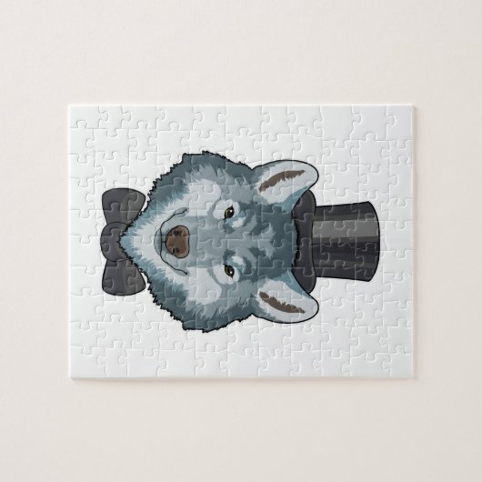 Bruidegom wolf met boog legpuzzel (Horizontaal)