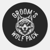 Bruidegom Wolf Pack Bruidsjonkers Bachelor Party B Ronde Sticker (Voorkant)
