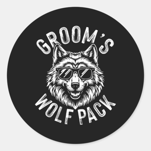 Bruidegom Wolf Pack Bruidsjonkers Bachelor Party B Ronde Sticker (Voorkant)