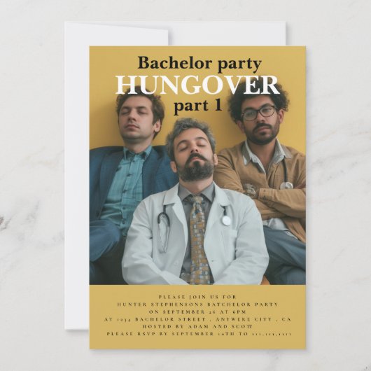 Bruidegom wordt Bachlour-feestuitnodiging Kaart (Voorkant)