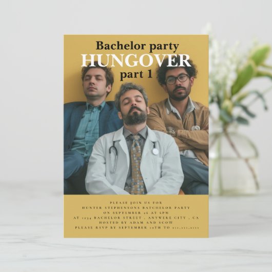 Bruidegom wordt Bachlour-feestuitnodiging Kaart (Staand voorkant)