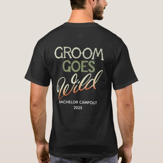 Bruidegom wordt wild vrijgezellenfeest t-shirt (Achterkant)