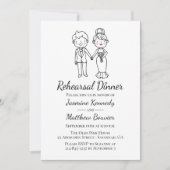 bruidegom zwart bruiloft repetitie diner kaart (Voorkant)