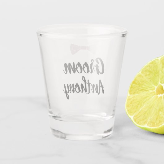 Bruidegom Zwart Douane vrijgezellenfeest cadeaus B Shot Glas (Achterkant)