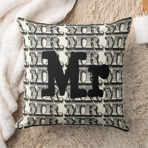 Bruidegom Zwart en Ivoor Mr Typography Patroon Kussen