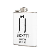 Bruidegom Zwart Vlinderdas Heupfles (Links)