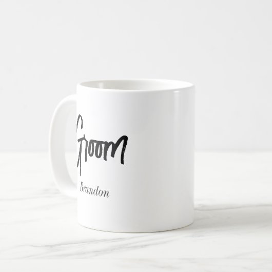 bruidegom zwart wit bruiloft Mok (Voorkant links)