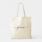 bruidegom Zwart Wit modern script bruiloft Tote Bag (Achterkant)