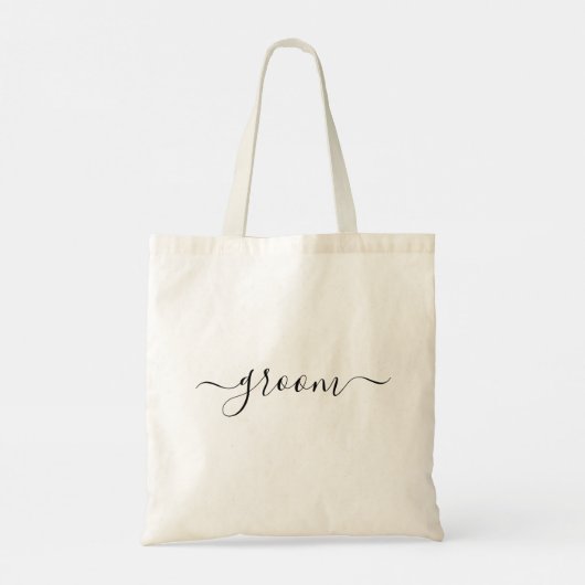 bruidegom Zwart Wit modern script bruiloft Tote Bag (Achterkant)
