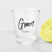 Bruidegom Zwart Wit Script Huwelijk   Shot Glas (Voorkant)