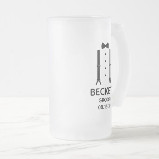 Bruidegom Zwarte Strik Matglas Bierpul (Voorkant rechts)