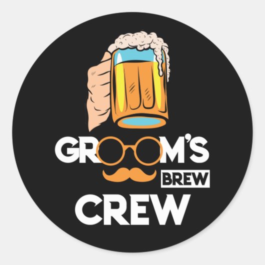 Bruidegom's Brouw Crew Bruidsjonkers Bachelorfeest Ronde Sticker (Voorkant)