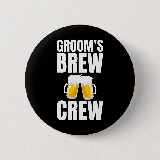 Bruidegom's Brouw Crew Grappig Bachelorfeest Bier Ronde Button 5,7 Cm (Voorkant)