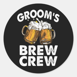 Bruidegom's Brouw Crew Grappige Bruidsjonkers Bach Ronde Sticker