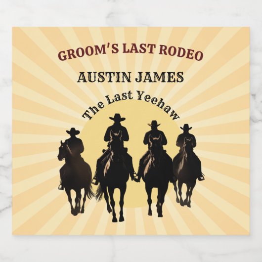 Bruidegom's Laatste Rodeo Cowboy Zonsondergang Afs Bier Etiket (Enkel label)