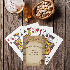 Bruidegom's Laatste Rodeo Cowboys Zadel Op Jongens Pokerkaarten