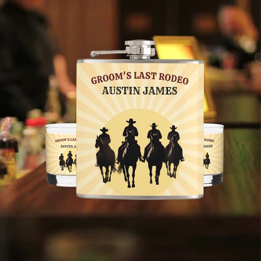 Bruidegom's Laatste Rodeo Zonsondergang Bruidegom' Heupfles