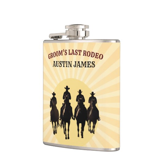 Bruidegom's Laatste Rodeo Zonsondergang Jongensavo Heupfles (Links)