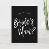 Bruidegom's Man Verzoek | Wit Script Aanpasbaar Kaart (Voorkant)