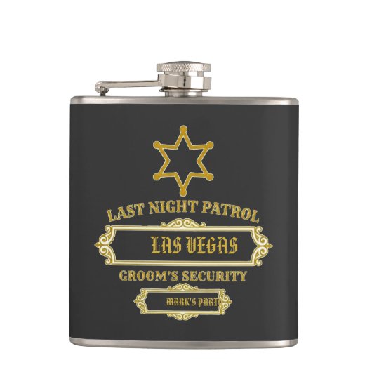 Bruidegom's Security Laatste Nacht Patrouille Heupfles (Voorkant)