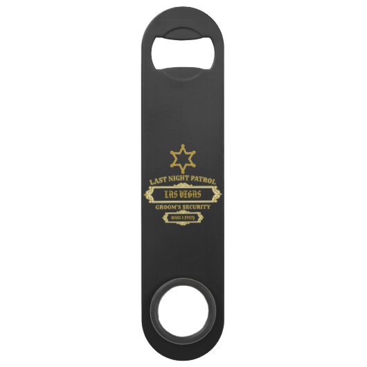 Bruidegom's Security Laatste Nacht Patrouille Speed Flessenopener (Voorkant)