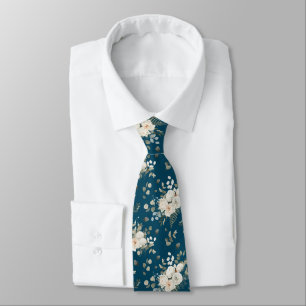 Bruidegoms Witte bruiloft Bloemen Boeket op Blauw Stropdas