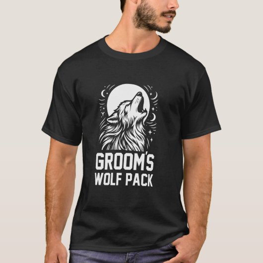 Bruidegom's Wolf Pack Jonggezellenfeest Bruidsjonk T-shirt (Voorkant)