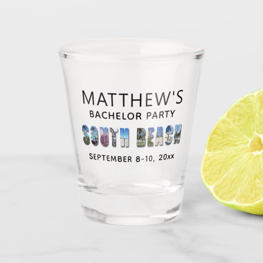 Bruidegomspartij geschenk Miami South Beach Florid Shot Glas (Voorkant)