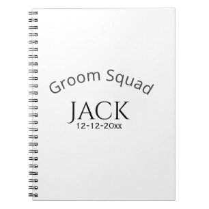 Bruidegomsteam naam datum jaar vet letter vrijgeze notitieboek