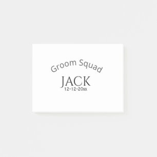 Bruidegomsteam naam datum jaar vet letter vrijgeze post-it® notes
