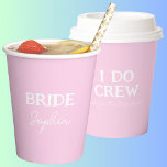 Bruiden Bachelorette Party Roze Naam Papieren Bekers<br><div class="desc">Bachelorette party roze papieren bekers voor de bruid te zijn. Geweldig voor uw indoor of outdoor "I Do Crew" vieringen. Laten we dit feest beginnen! Om de tekst te bewerken klik je op de personalize button. Vergeet niet om beide kanten te bewerken.</div>